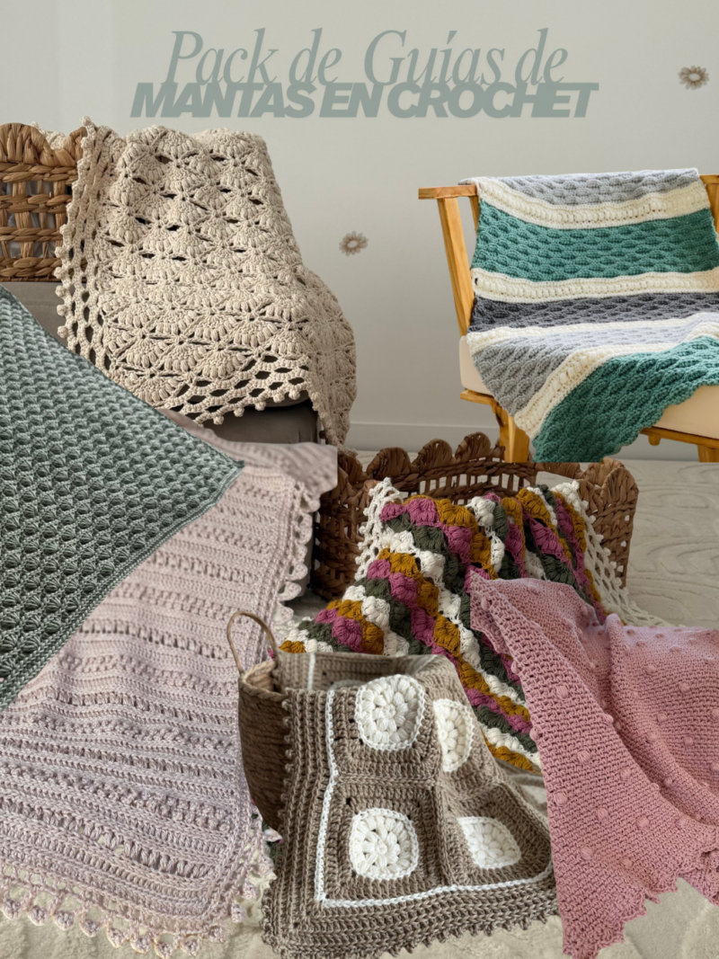 Pack de Mantas en crochet: Incluye 6 diseños para tejer