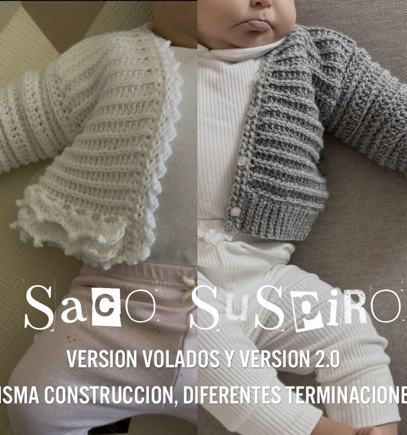 PROYECTO SACO SUSPIRO | GUIA DE TEJIDO: Incluye 13 videos tutoriales paso a paso de las 2 versiones + instrucciones para hacerlo en todos los tamaños